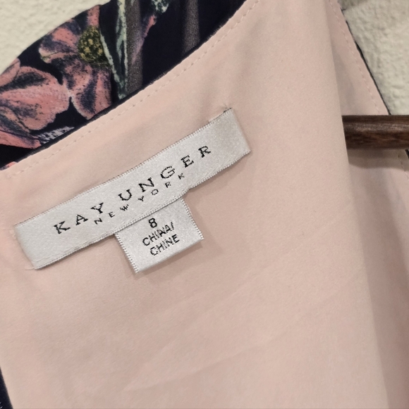 Kay Unger Ricarda Navy Floral Maxi Dress Sz 8 - Picture 12 of 15